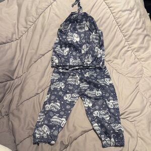 Grayish blue and white Patterned Summer Halter Set